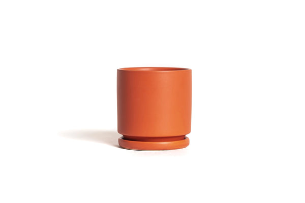 8.25" Fresco Cylinder Pots with Water Saucers - Rust - Momma Pots - Wild Lark