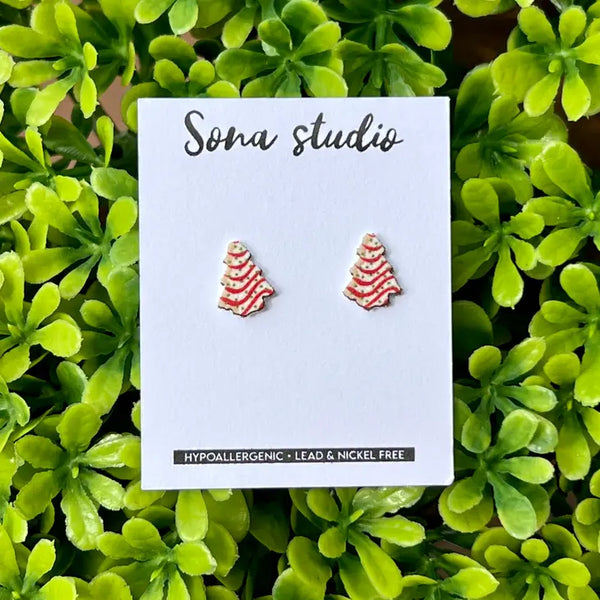 Earrings - Little Debbie Inspired Christmas Cupcake Earrings - Sona Studio - Wild Lark