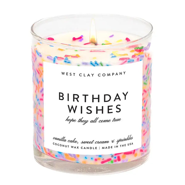 Coconut Wax Candles - Birthday Wishes Sprinkle Vanilla Bday Cake Scented - West Clay Company - Wild Lark