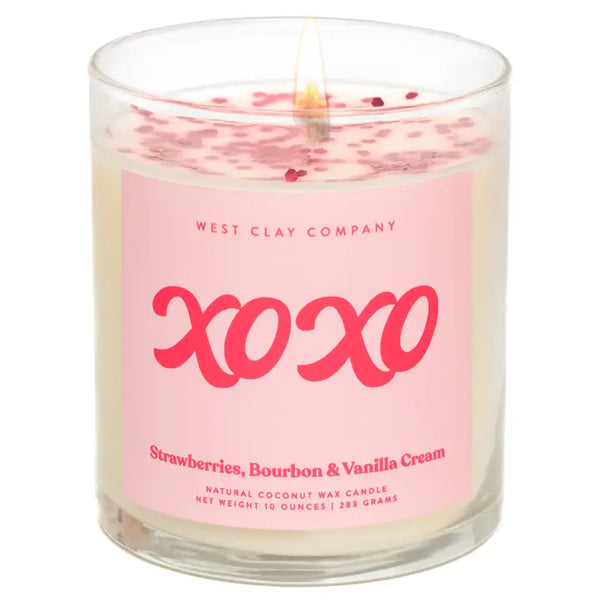Coconut Wax Candles - Xoxo Candle - Strawberries & Bourbon Valentine's Day - West Clay Company - Wild Lark