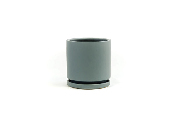 8.25" Fresco Cylinder Pots with Water Saucers - Granite - Momma Pots - Wild Lark