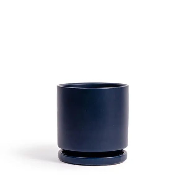 8.25" Fresco Cylinder Pots with Water Saucers - Indigo - Momma Pots - Wild Lark