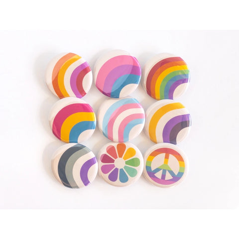 Retro Pride Rainbow Buttons Pins -  - ROBNKO - Wild Lark