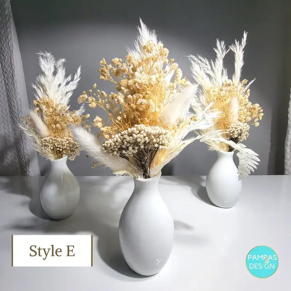 Mini Dried Flower Bouquet - 6 Color Schemes Available (vase not included) - E - Pampas Design - Wild Lark