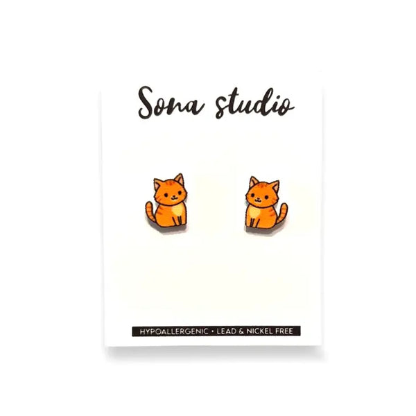 Earrings - Orange Cat Earrings - Sona Studio - Wild Lark