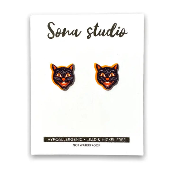 Earrings - Halloween Kitty Earrings - Sona Studio - Wild Lark
