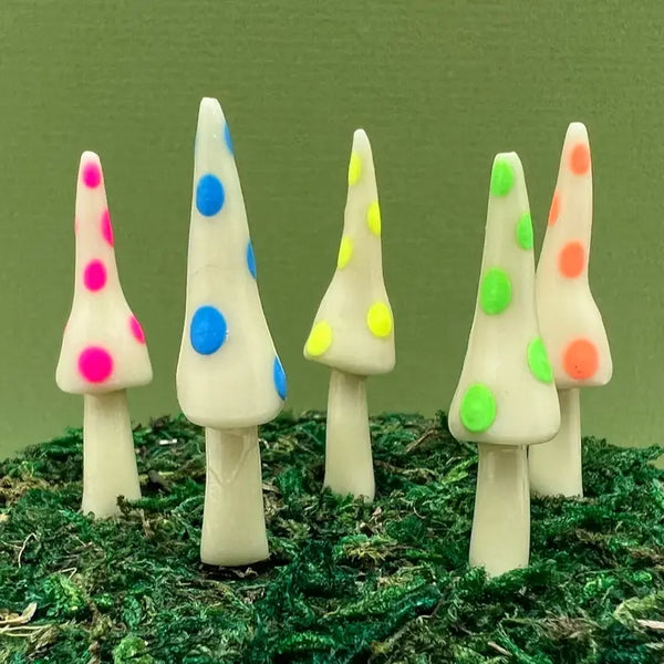 Fairy Garden Mushroom Gnome-style Plant Pick - Glow In The Dark - Mystical Woodlands - Wild Lark