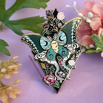 Enamel Pin: The Crowned Rabbit - Magical Luna Moth - The Crowned Rabbit - Wild Lark