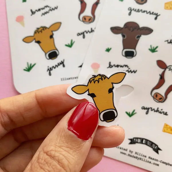 Dairy Cow Vinyl Sticker Sheet - Vermont, Wisconsin, Holstein -  - Made By Nilina - Wild Lark