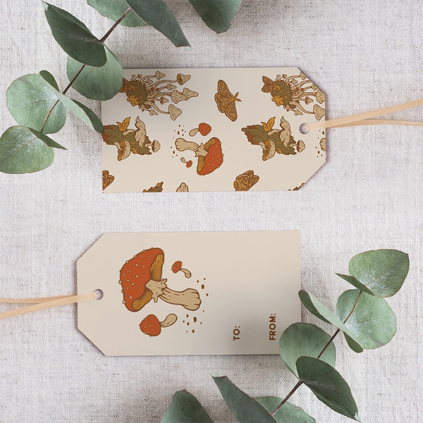Gift Tag Set of 8 - Mushrooms - Mustard Beetle - Wild Lark