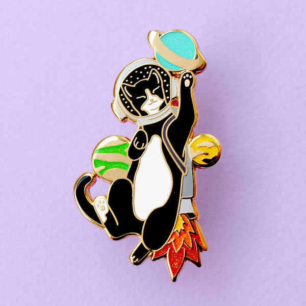 Enamel Pins - Astronaut Cat - Glitter Punk - Wild Lark