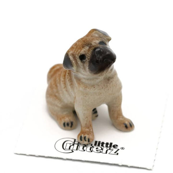 Porcelain Miniature Critters - Button Pug - Little Critterz - Wild Lark