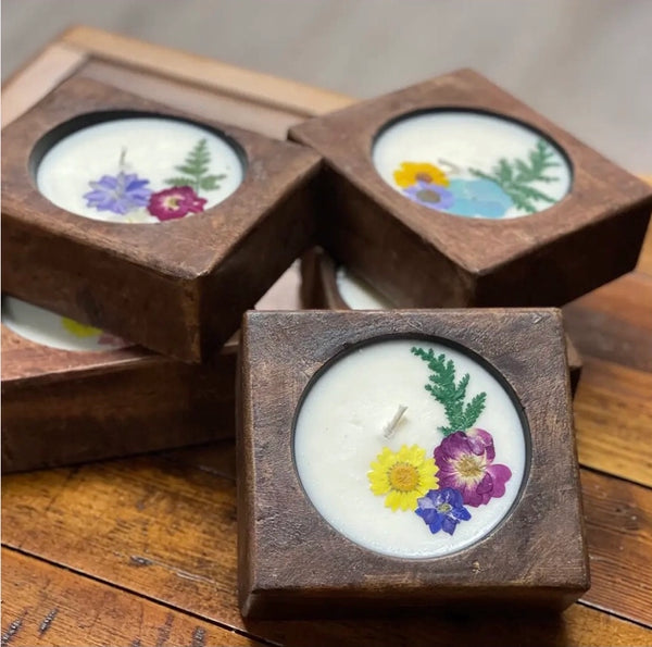 Dough Bowl Soy Candle - "Flower" Cheese Mold Soy Candle - Plaid Rooster Co - Wild Lark