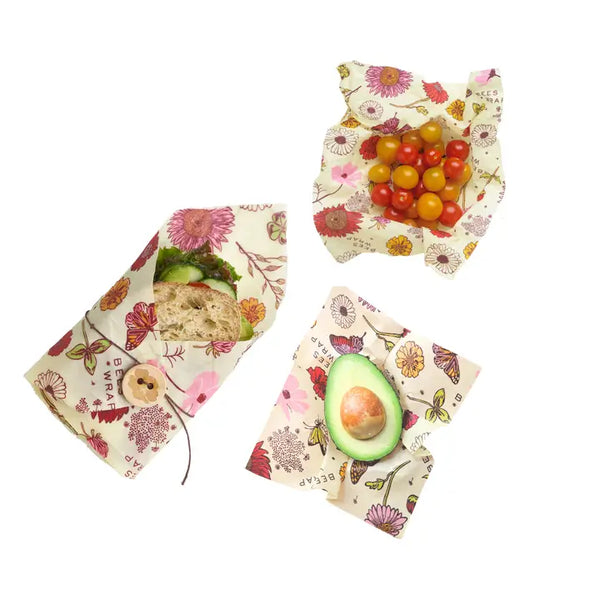 Bee's Wrap - 'Meadow Magic' - Reusable Vegan Wrap - Lunch 3 Pack - Bee's Wrap - Wild Lark