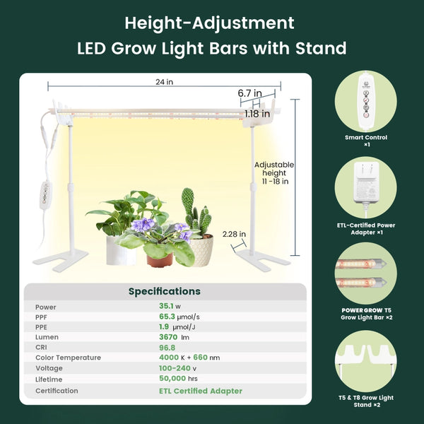 4000K Power Grow Light Sets (Stand + 2ft Lights) - - MY CITY GARDEN - Wild Lark