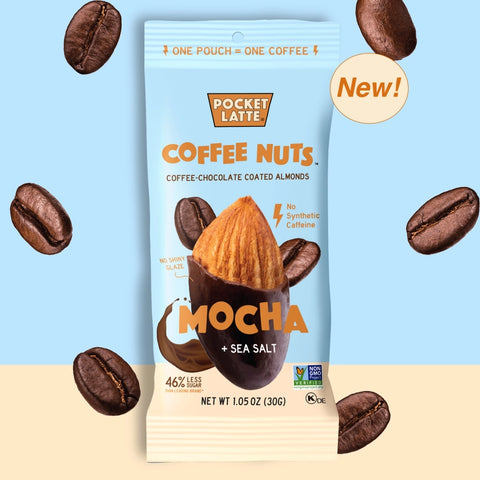 Coffee Nuts - 1.05oz Pouches - Mocha + Sea Salt - Pocket's Chocolates - Wild Lark