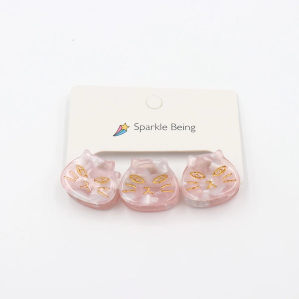 Cat Hair Clips - Pink Cat Head - Sparkle Being - Wild Lark