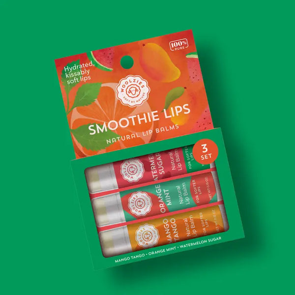 Lip Balm Trio - Smoothie Lips - Watermelon Sugar Orange Mint Mango Tango - Woolzies - Wild Lark