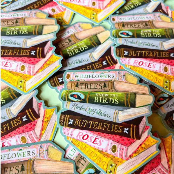 Katie Daisy Matte Sticker - Books (die-cut) - Katie Daisy - Wild Lark