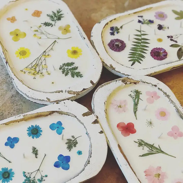 Dough Bowl Soy Candle - "Flowers" Dough Bowl Soy Candle - Floral Scent - Plaid Rooster Co - Wild Lark