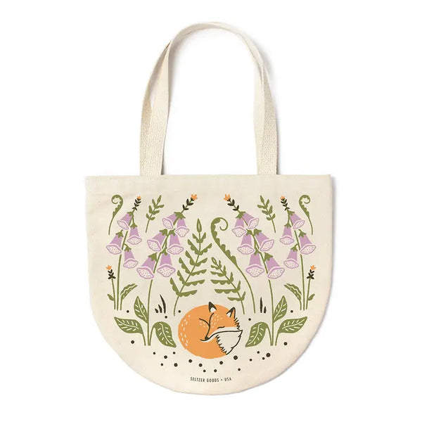 Round Canvas Tote - Foxy Foxgloves - Seltzer Goods - Wild Lark