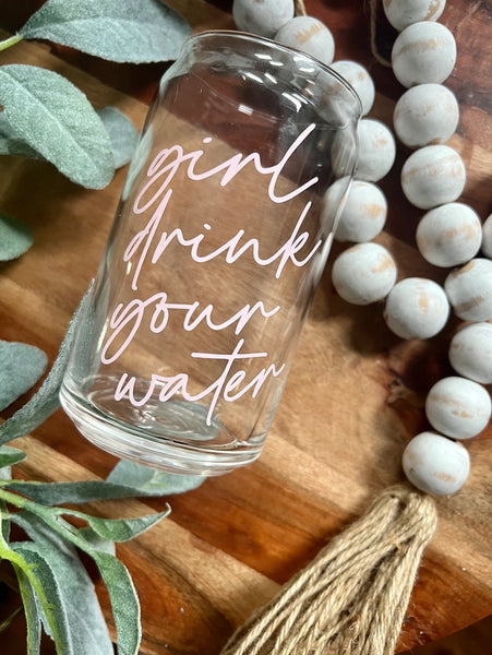 Boho Sips 20 oz glass - Drink Your Water - Boho Sips - Wild Lark