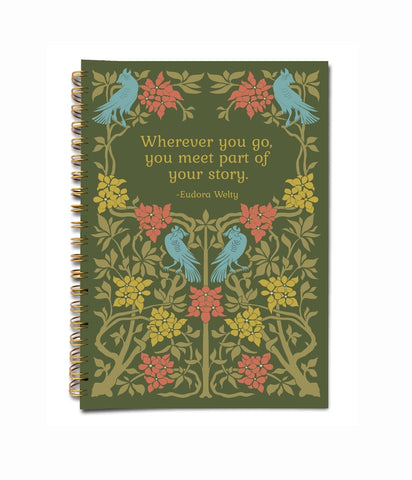 Eudora Welty Inspirational Quote Floral Handmade Notebook -  - Fly Paper Products - Wild Lark