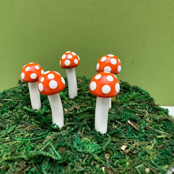 Fairy Garden Mushroom Ball-style Plant Pick - Burnt Orange - Mystical Woodlands - Wild Lark