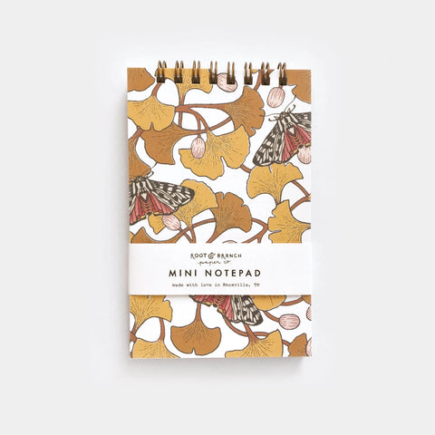 Ginkgo + Tiger Moth Mini Spiral Notepad -  - Root & Branch Paper Co. - Wild Lark