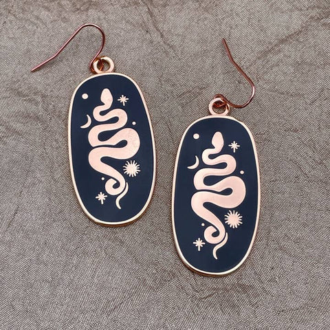 Snake Charm Enamel Earrings -  - Mother of the Moon - Wild Lark