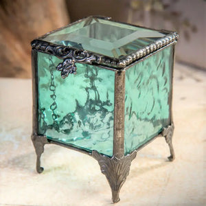 Turquoise Blue Stained Glass Jewelry Box -  - J Devlin - Wild Lark