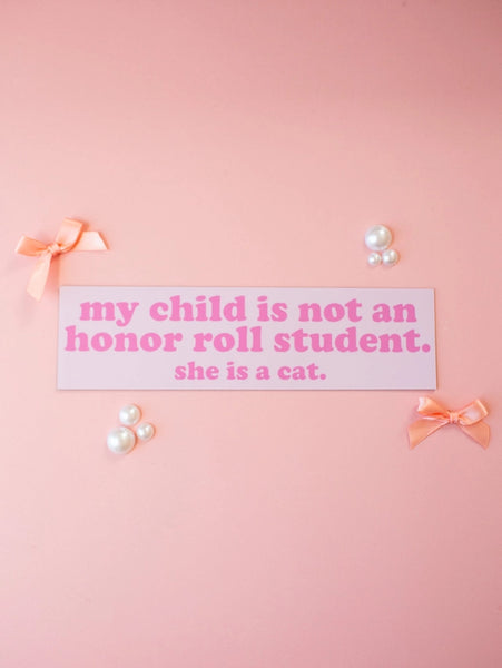 Car Magnet - Honor Roll Cat Bumper Magnet- Pink - A Shop of Things - Wild Lark