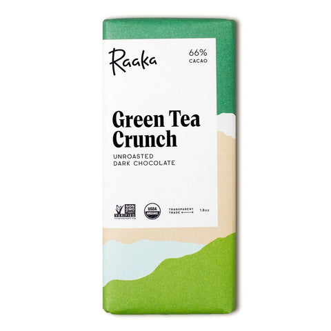 66% Green Tea Crunch Chocolate Bar -  - Raaka Chocolate - Wild Lark