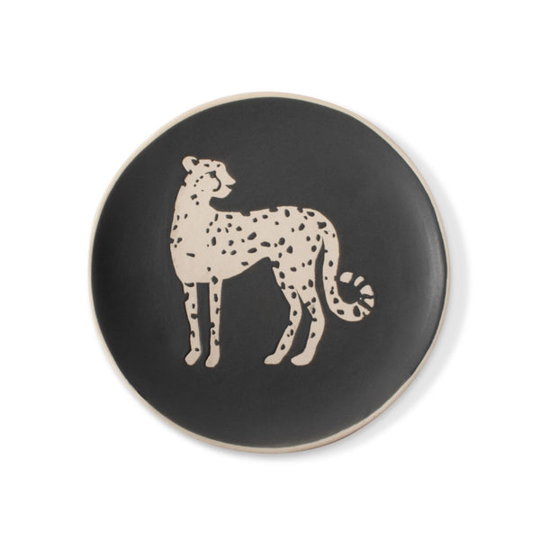 Stoneware Round Medium Tray - Cheetah - Fringe Studio - Wild Lark