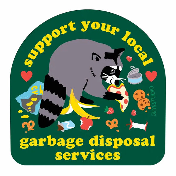 Vinyl Stickers - Garbage Disposal Raccoon Vinyl Sticker - 5 Eye Studio - Wild Lark