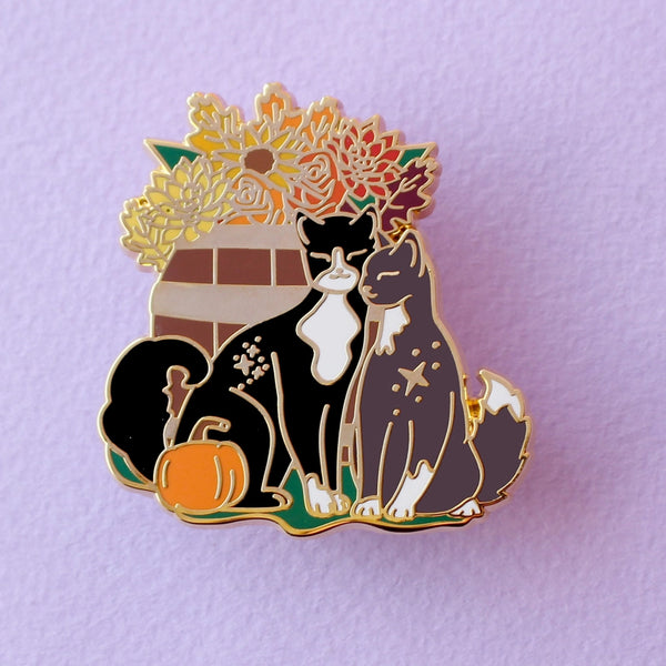 Enamel Pins - Fall Flower Cats - Glitter Punk - Wild Lark