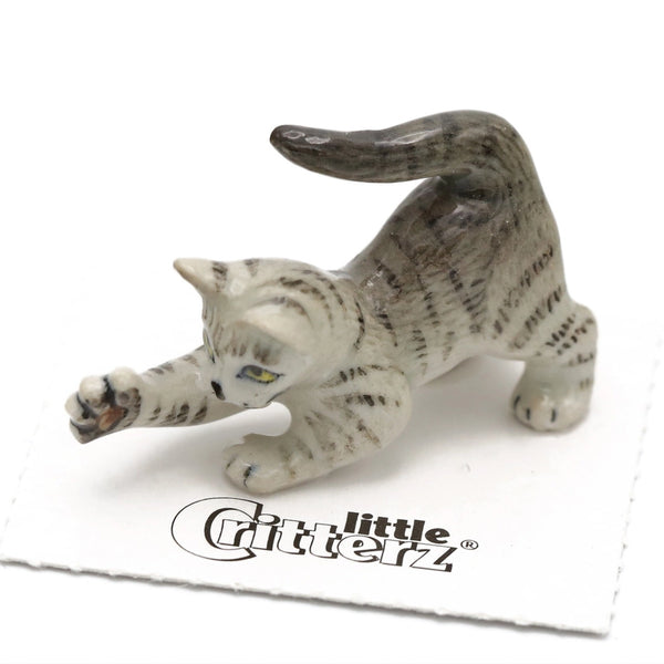 Porcelain Miniature Critters - Lily Grey Tiger Kitten - Little Critterz - Wild Lark