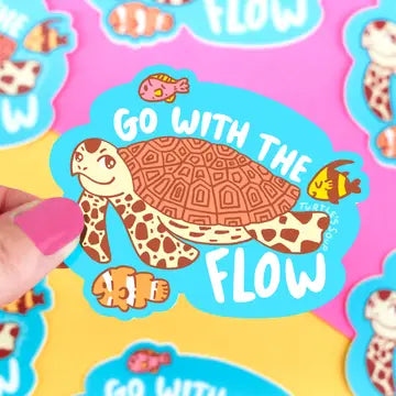 Turtle's Soup Vinyl Stickers - Go With The Flow Be Cool Turtle Vinyl Sticker - Turtle's Soup - Wild Lark