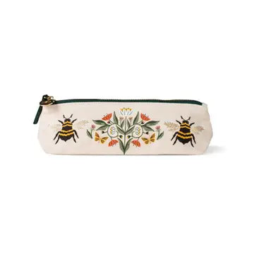 Zip Pouch and Pencil Pouch by Fringe Studio - Jt Bee Floral Flat Bottom Pencil Pouch - Fringe Studio - Wild Lark