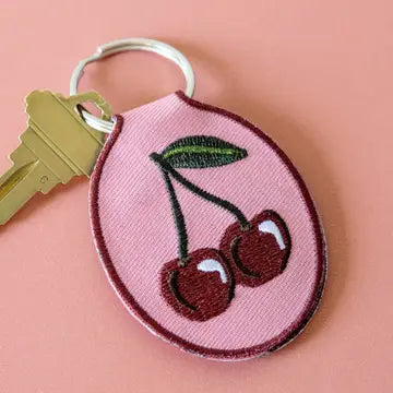 Embroidered Keychain - Cherry - Lindy Stark Designs - Wild Lark