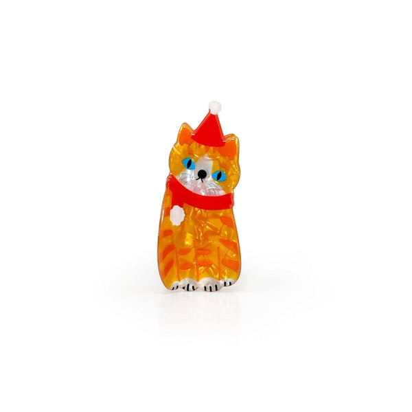 Holiday Hair Claw - Orange Tabby Wearing Santa Hat - Rainbow Unicorn Birthday Surprise - Wild Lark