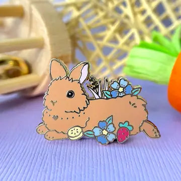 Enamel Pin: The Crowned Rabbit - Brown Lionhead Bunny - The Crowned Rabbit - Wild Lark