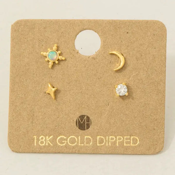 Stud Earrings - Star Moon Stud Earrings Set - Fame Accessories - Wild Lark