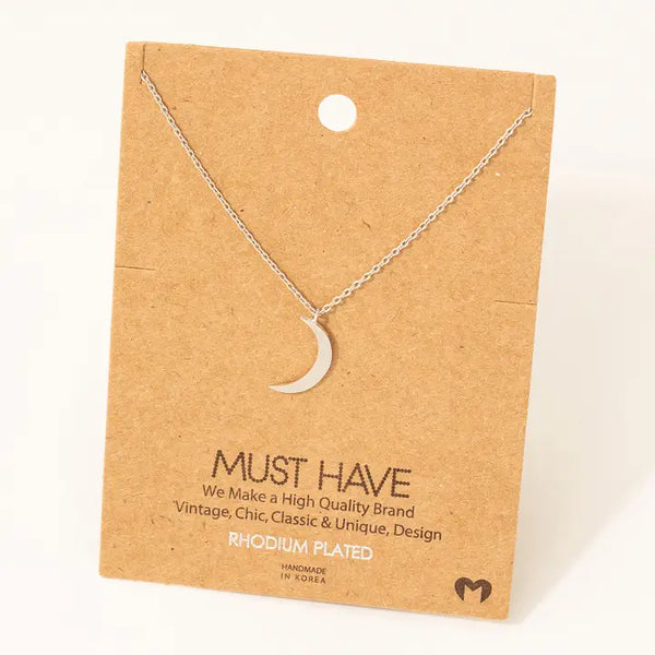 Moon Crescent Pendant Necklace - Silver - Fame Accessories - Wild Lark