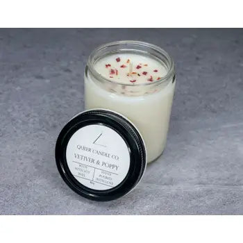 Candles - Vetiver & Poppy - 8 oz - Queer Candle Co. - Wild Lark