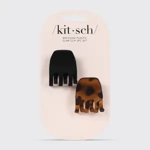 Kitsch Hair Clips - Eco-Friendly Medium Claw Clips 2pc set - Black & Tort - KITSCH - Wild Lark