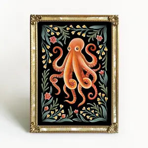 Faina Lorah Prints - Octopus Art Print Folk Decor 11x14 - Faina Lorah - Wild Lark