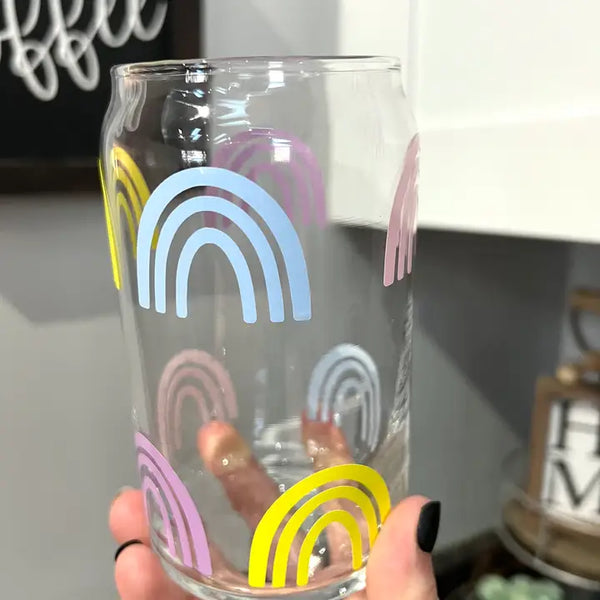 Boho Sips 20 oz glass - Pastel Rainbow - Boho Sips - Wild Lark