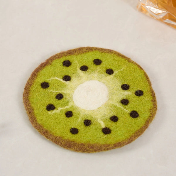 Handcrafted Wool Felt Fruits Coasters - Kiwi - Sparkle Being - Wild Lark