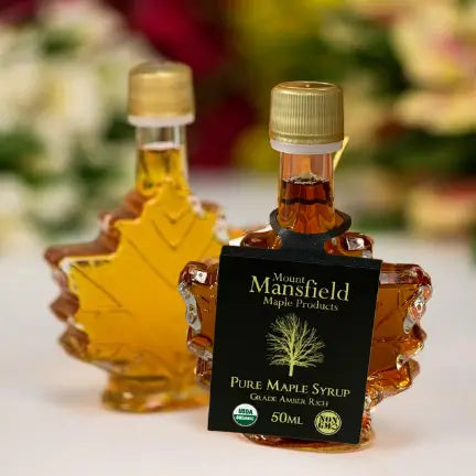 50ml Maple Leaf Bottle Organic Pure Vermont Maple Syrup -  - Mount Mansfield Maple Products - Wild Lark